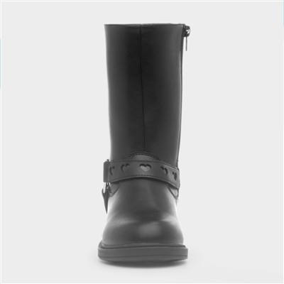 Eloise Girls Black Zip Up Calf Boot