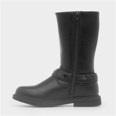 Eloise Girls Black Zip Up Calf Boot