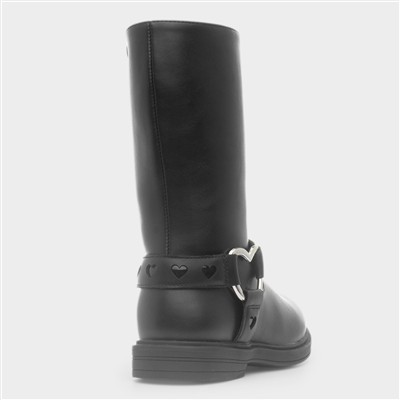 Eloise Girls Black Zip Up Calf Boot