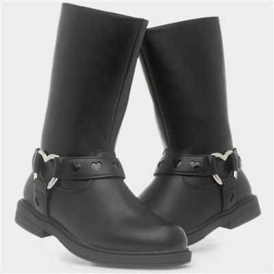 Eloise Girls Black Zip Up Calf Boot