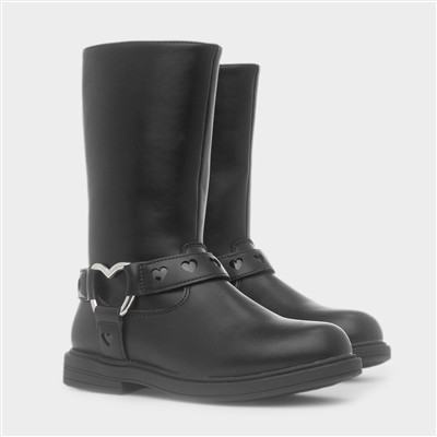 Eloise Girls Black Zip Up Calf Boot