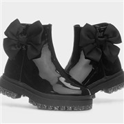Walkright Emelia Girls Black Patent Bow Ankle Boot (Click For Details)