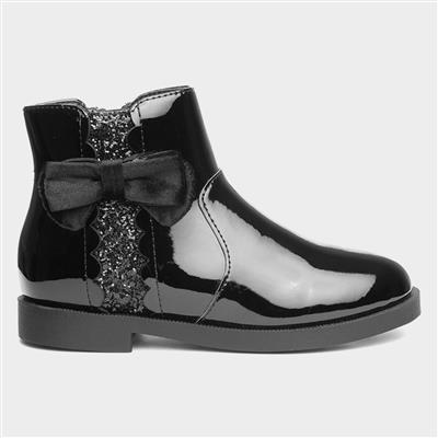 Lauren Girls Black Patent Ankle Boot