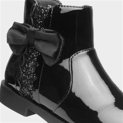 Lauren Girls Black Patent Ankle Boot