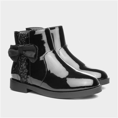 Lauren Girls Black Patent Ankle Boot
