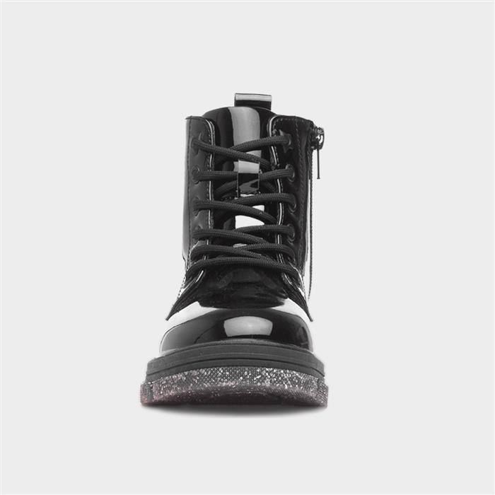 Irma Girls Black Ankle Glitter Sole Boot