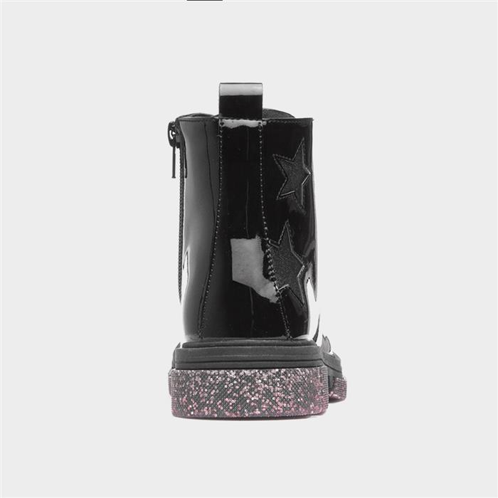 Irma Girls Black Ankle Glitter Sole Boot