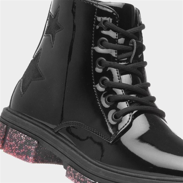 Irma Girls Black Ankle Glitter Sole Boot