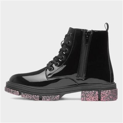 Irma Girls Black Glitter Sole Boot