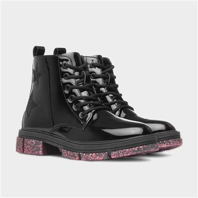 Irma Girls Black Glitter Sole Boot
