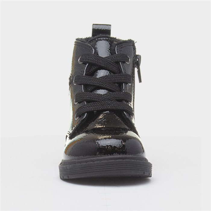 Elvira Girls Black Zip Patent Ankle Boot