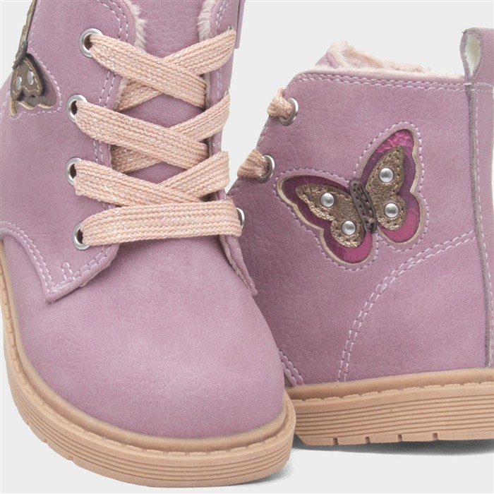 Elvira Girls Lilac Zip Ankle Boot