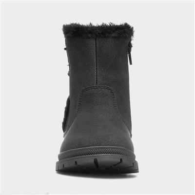Lexi Girls Black Faux Fur Lined Boot