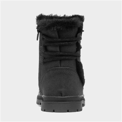 Lexi Girls Black Faux Fur Lined Boot