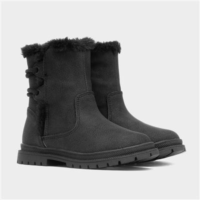 Lexi Girls Black Faux Fur Lined Boot