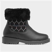 Walkright Cecily Girls Black Faux Fur Ankle Boot (Click For Details)
