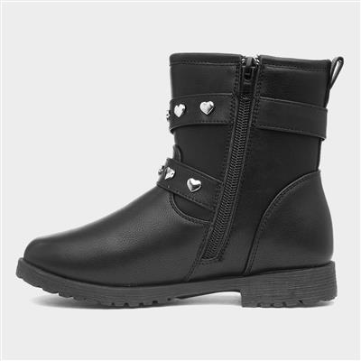 Charm Girls Black Ankle Boot