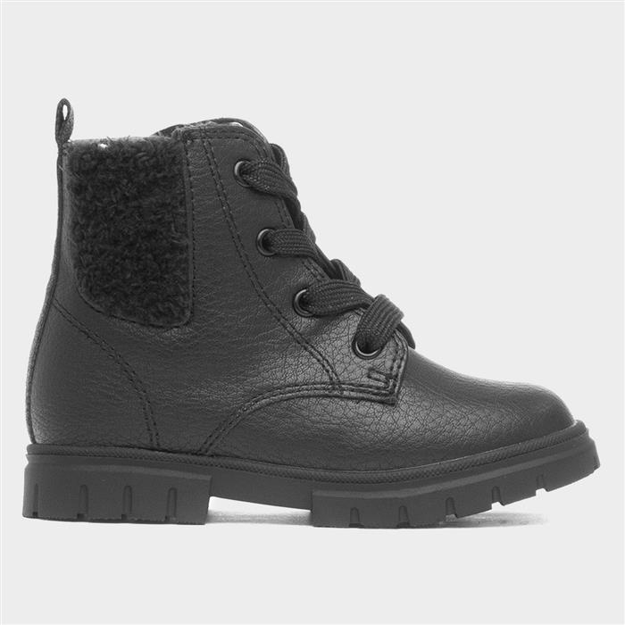 Lettie Girls Black Lace Up Ankle Boot