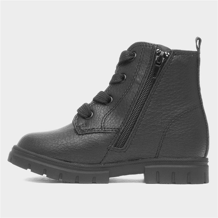 Lettie Girls Black Lace Up Ankle Boot