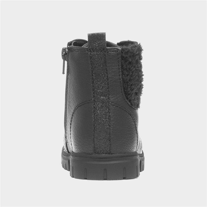 Lettie Girls Black Lace Up Ankle Boot