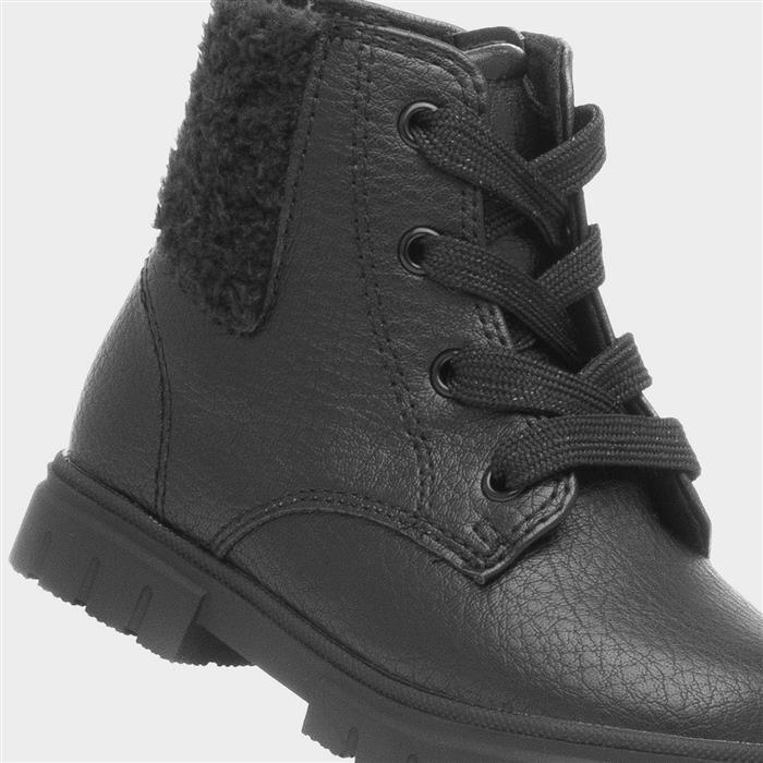 Lettie Girls Black Lace Up Ankle Boot