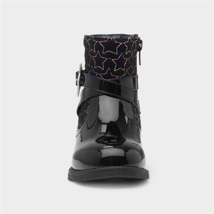 Leanne Girls Black Patent Ankle Boot