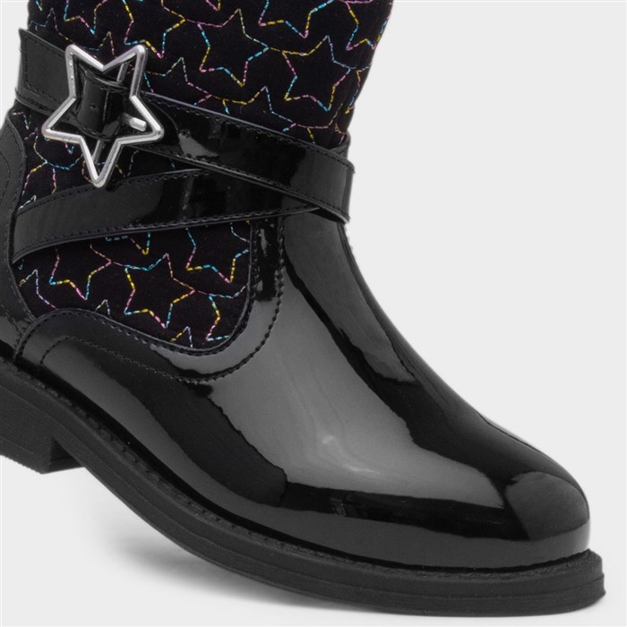 Leanne Girls Black Patent Ankle Boot