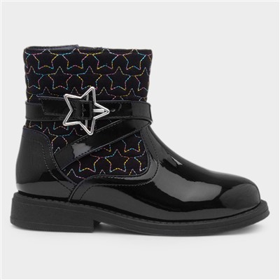 Leanne Girls Black Patent Ankle Boot