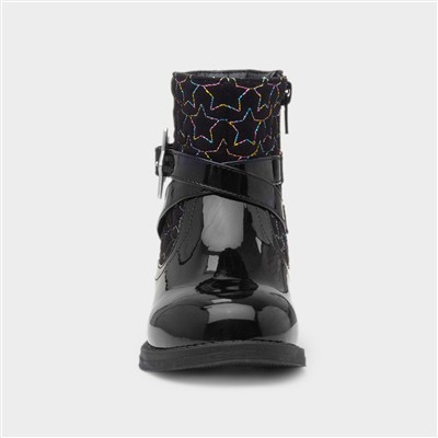 Leanne Girls Black Patent Ankle Boot