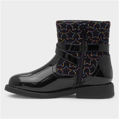 Leanne Girls Black Patent Ankle Boot