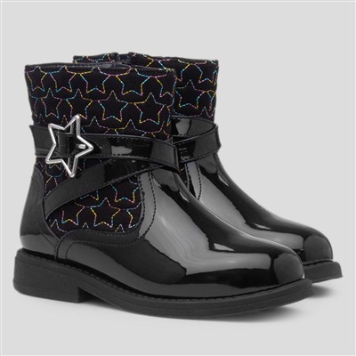 Leanne Girls Black Patent Ankle Boot