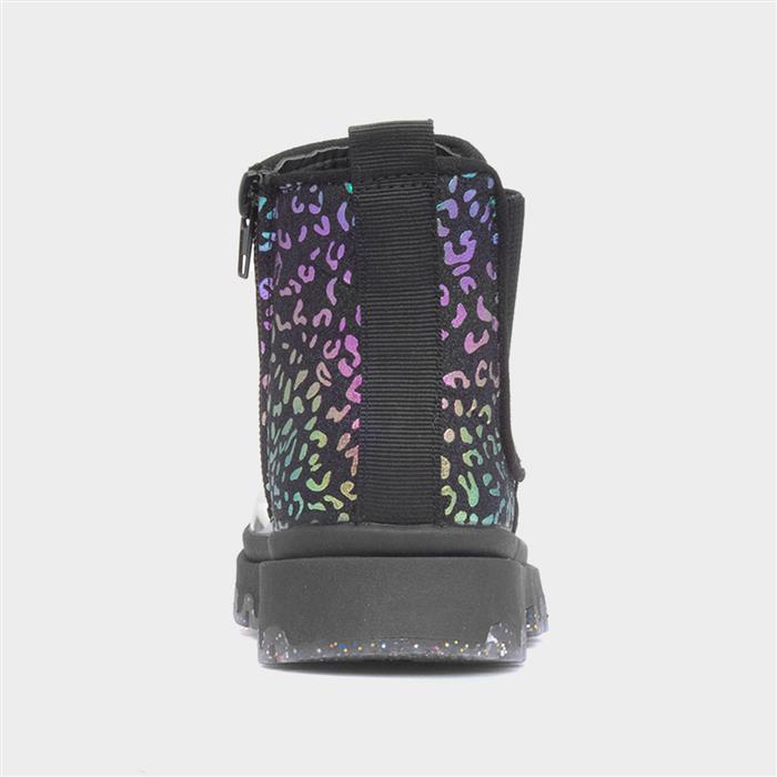 Ella Girls Black Leopard Print Boot