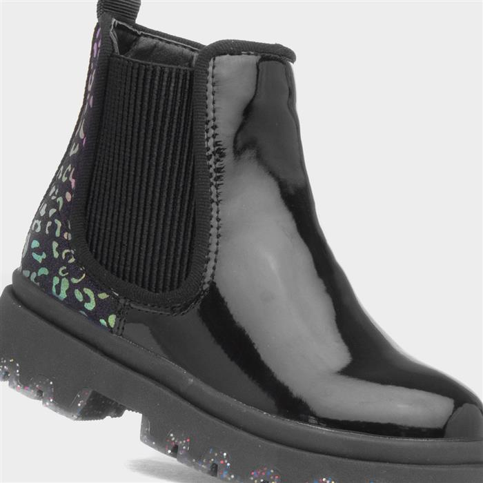 Ella Girls Black Leopard Print Boot