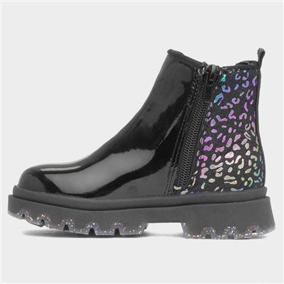 Ella Girls Black Leopard Print Boot