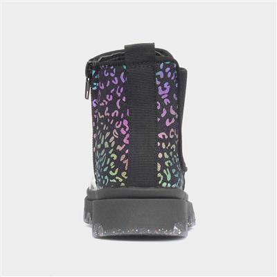 Ella Girls Black Leopard Print Boot