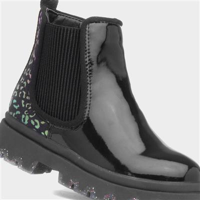 Ella Girls Black Leopard Print Boot