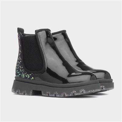 Ella Girls Black Leopard Print Boot