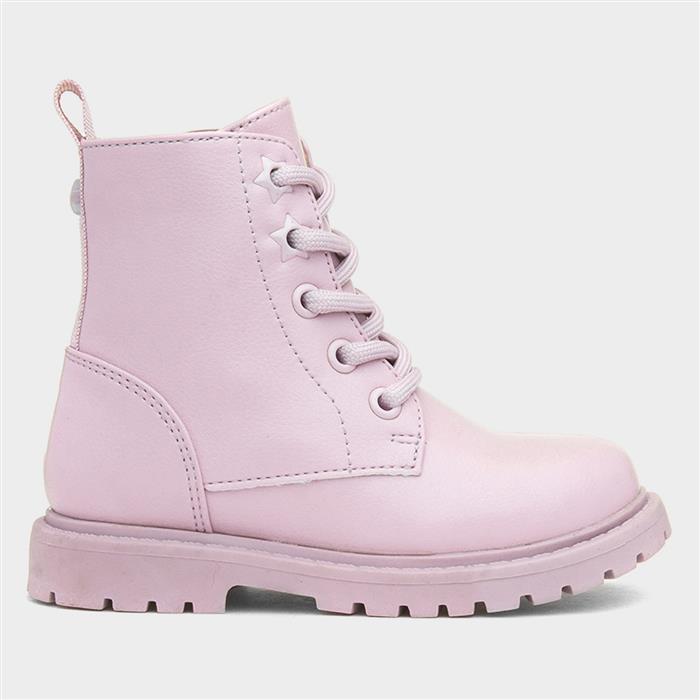 Evelyn Girls Lilac Lace Up Ankle Boot
