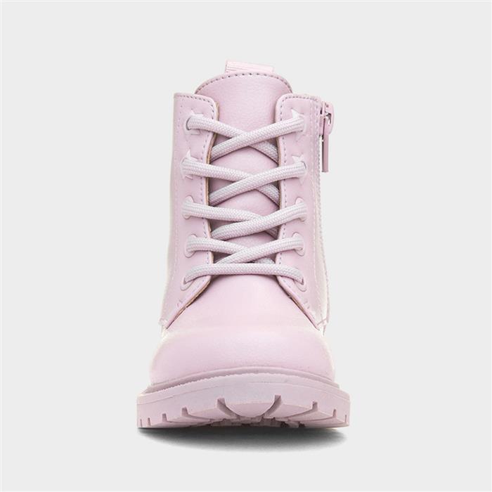 Evelyn Girls Lilac Lace Up Ankle Boot