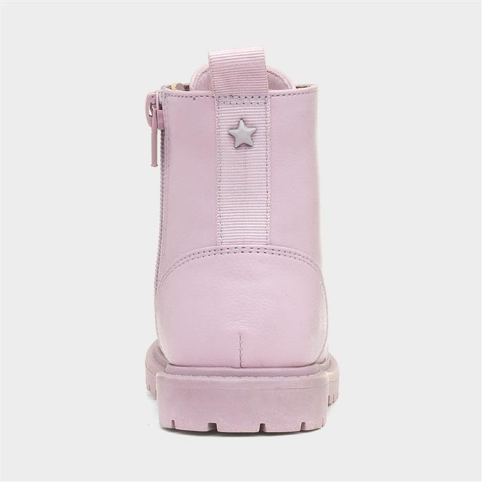 Evelyn Girls Lilac Lace Up Ankle Boot