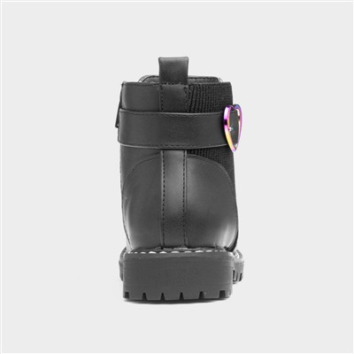 Lilana Girls Black Zip Up Boot