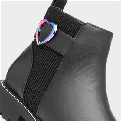 Lilana Girls Black Zip Up Boot