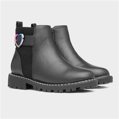 Lilana Girls Black Zip Up Boot