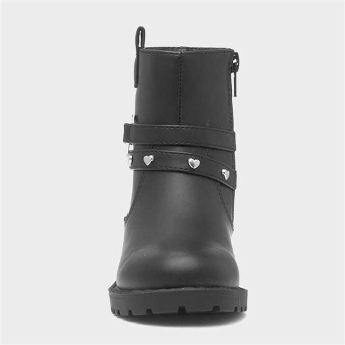 Lane Girls Black Zip Up Heart Ankle Boot