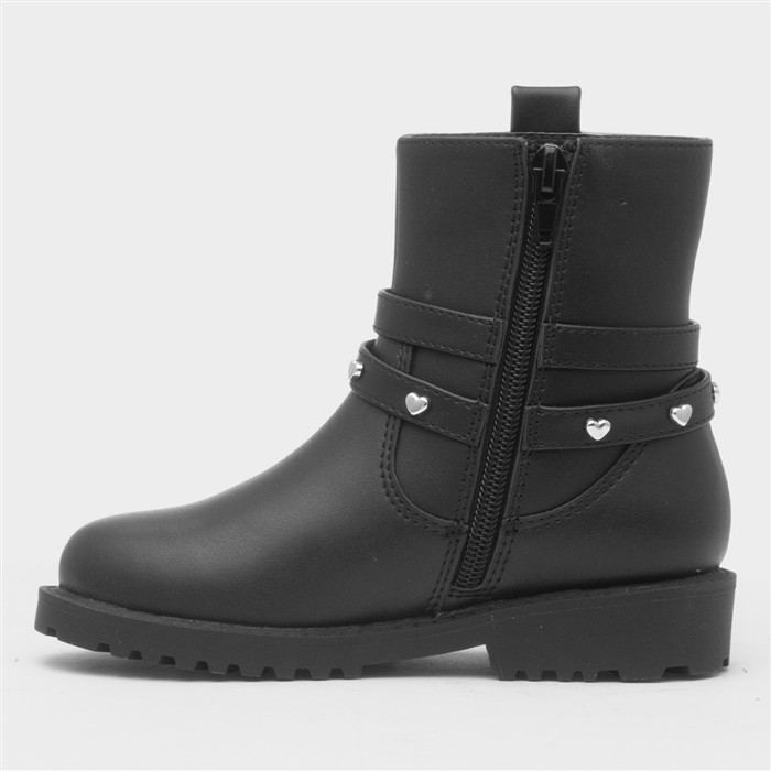 Lane Girls Black Zip Up Heart Ankle Boot