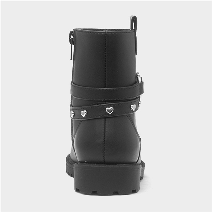 Lane Girls Black Zip Up Heart Ankle Boot