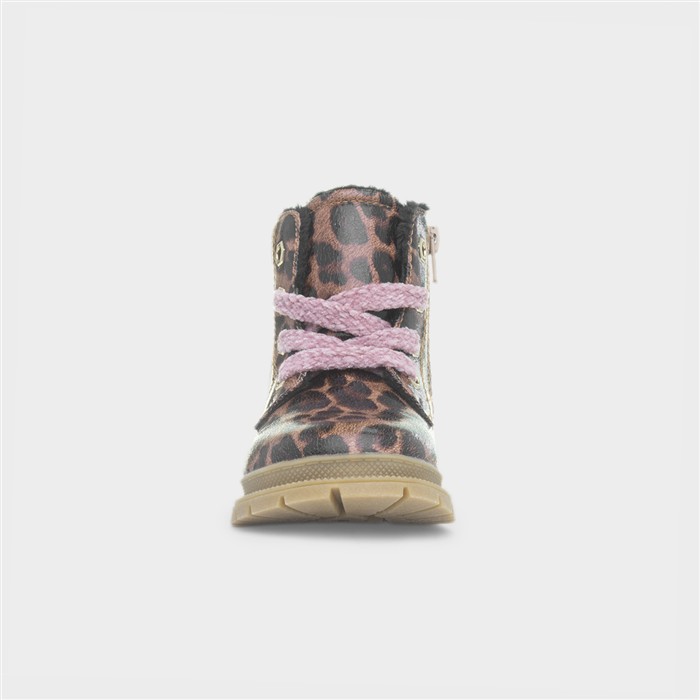 Emery Girls Leopard Lace Up Ankle Boot