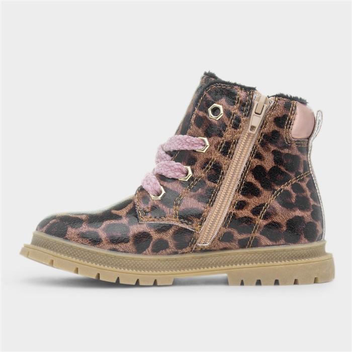 Emery Girls Leopard Lace Up Ankle Boot