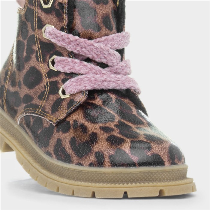Emery Girls Leopard Lace Up Ankle Boot