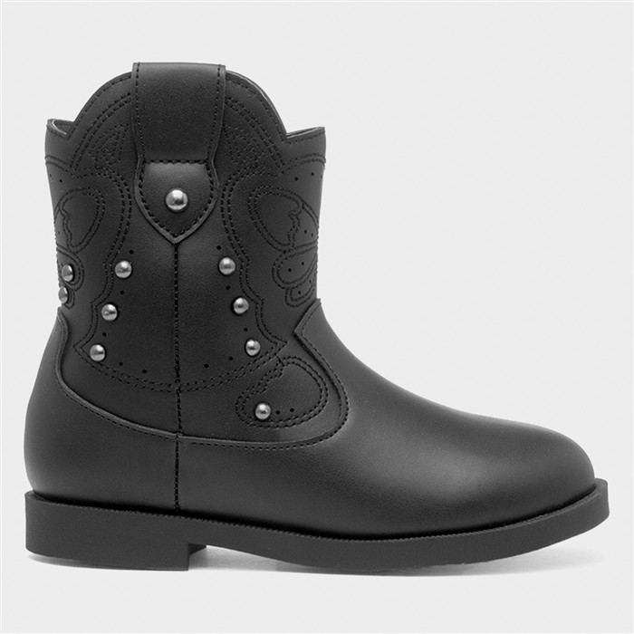 Camille Girls Black Zip Up Ankle Boot